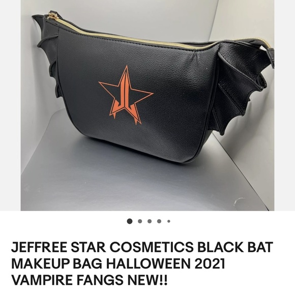 JEFFREE STAR COSMETICS BLACK BAT MAKEUP BAG HALLOWEEN 2021 VAMPIRE FANGS NEW!! - Picture 2 of 7